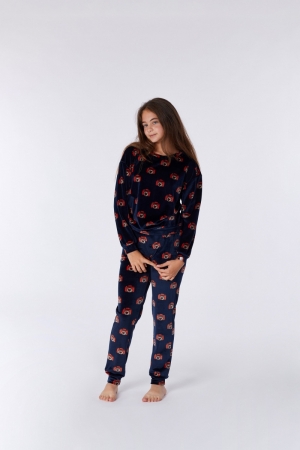Meisjes pyjama velours, camera logo