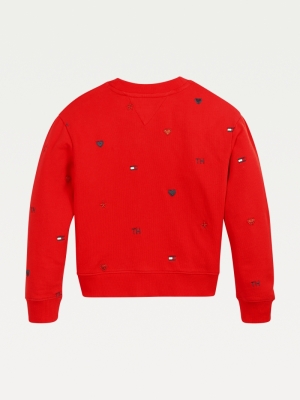 Sweater geborduurd deep crimson