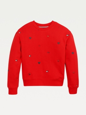Sweater geborduurd deep crimson