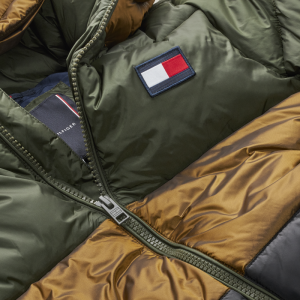 Jas colorblock dark olive/colo