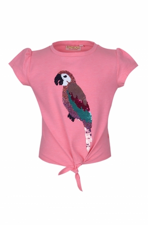 T-shirt papegaai fluo pink