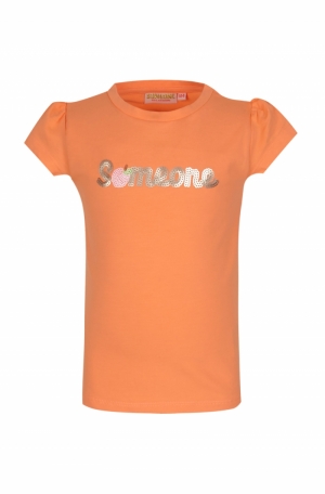 T-shirt paillet someone fluo orange