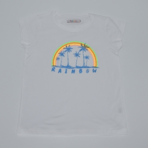 T-shirt Rainbow white