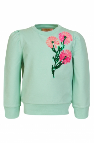 Sweater bloemen light mint