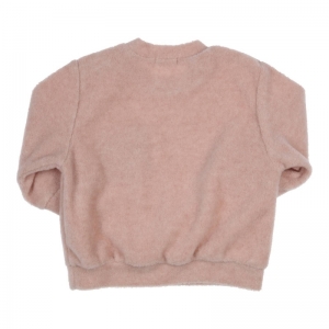 Sweater fleece, met zakje old rose