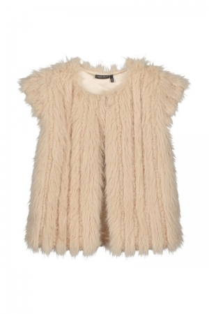 Bodywarmer lang haar taupe