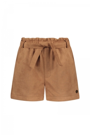 Short leder look cognac