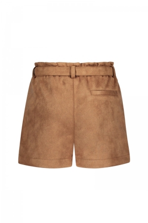 Short leder look cognac