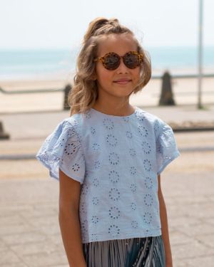 T-shirt broderie anglais ice blue