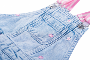 Salopette jeans geborduurd denim blue