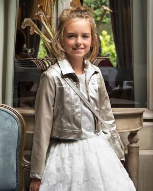 Jas leder look silver