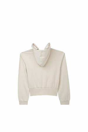 Hoodie met rits kort light beige