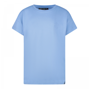 T-shirt witte opdruk 70/lila