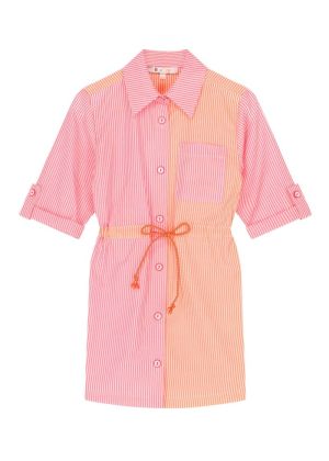 Hemd kleed gestreept neon orangepin