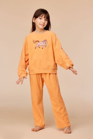 Meisjespyjama velours, borduur 509