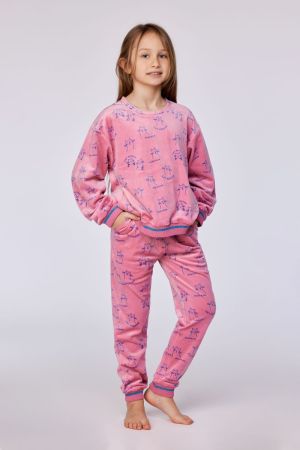 Meisjespyjama velours print 951