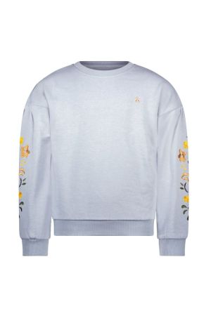Sweater borduursel op mouw ice blue