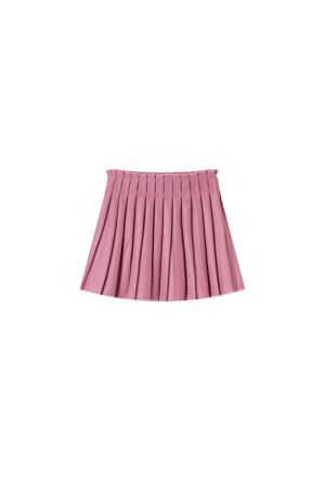 Rok effen,  plooien pink