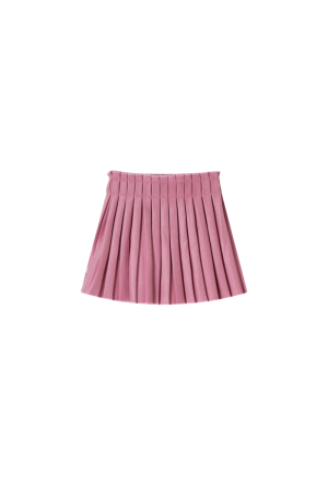 Rok effen,  plooien pink