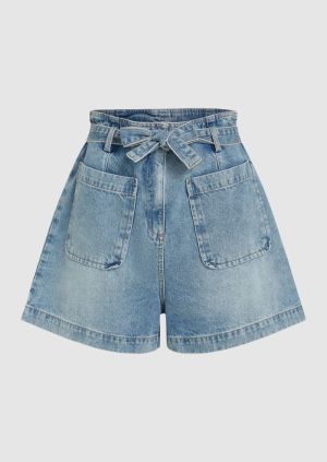 Short jeans met riem blue boheme was