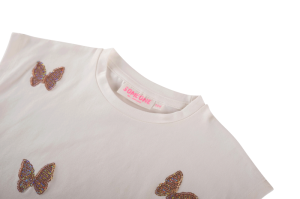 T-shirt vlinders ecru