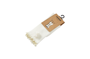Kousen rib, bloemetje dark ecru