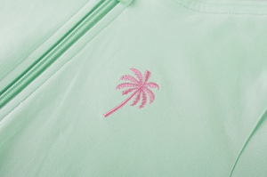 Hoodie met rits, roze palmboom soft mint