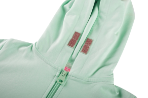 Hoodie met rits, roze palmboom soft mint