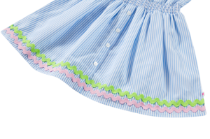 Kleed gestreept, lintje onder medium blue