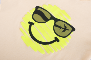 T-shirt smiley dark ecru