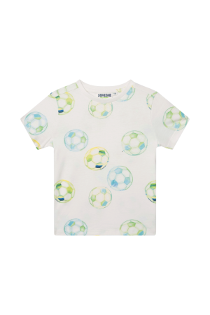 T-shirt all-overprint voetbal ecru