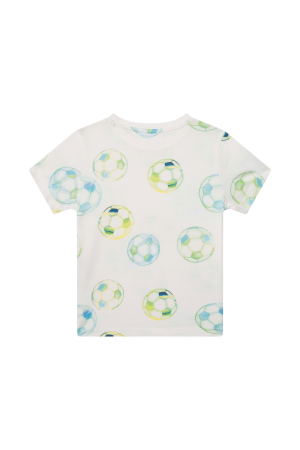 T-shirt all-overprint voetbal ecru
