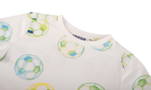 T-shirt all-overprint voetbal ecru