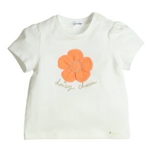 T-shirt oranje bloem off white