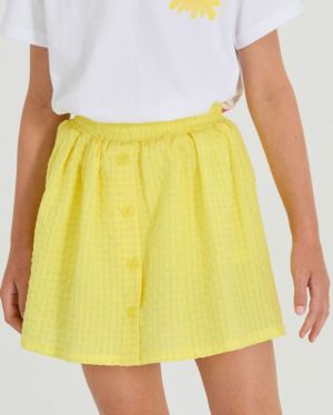 Rok met knopen vooraan yellow