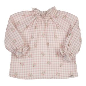 Bloes vichy ruit, bloemen off white-old r