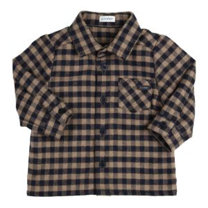 Hemd flanel geruit navy-beige