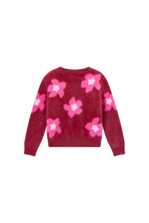 Pull bloemen bordeaux