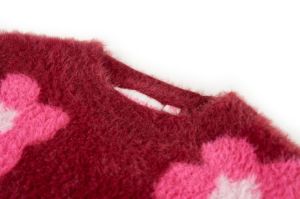 Pull bloemen bordeaux