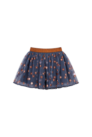 Rok tule, gebloemd navy