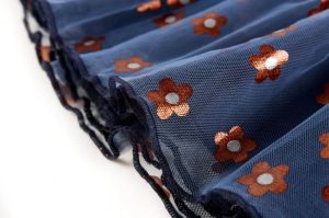 Rok tule, gebloemd navy