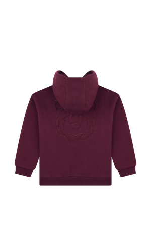 Hoodie met zak, print beer bordeaux