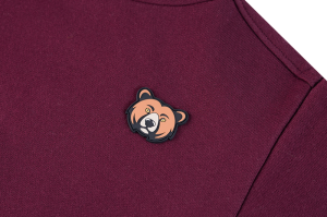 Hoodie met zak, print beer bordeaux