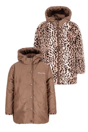 Jas reversible met kap choco