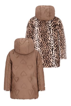 Jas reversible met kap choco
