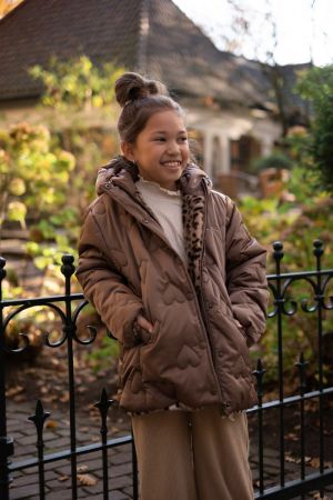 Jas reversible met kap choco