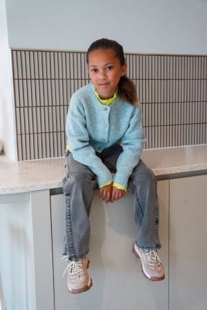 Gilet tricot knoopsluiting aqua