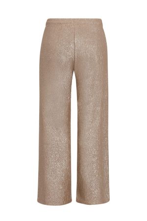 Broek straight, glanzende stof soft gold