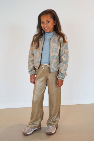 Jas jacquard goud aqua